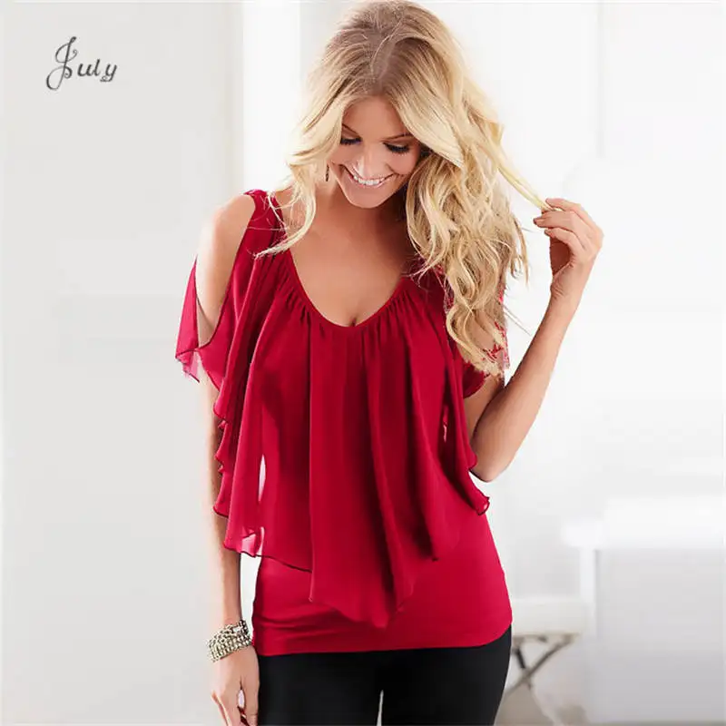 

2019 new female fashion summer VOGUE short sleeve loose large code leisure print Solid color tee Bat sleeve t-shirt JULY