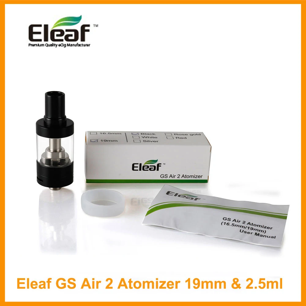 

Original Eleaf GS Air 2 Atomizer 19mm 2.5ml Atomizer Tank Airflow Adjustable Clearomizer Fit for Eleaf iJust Start e-cigarette