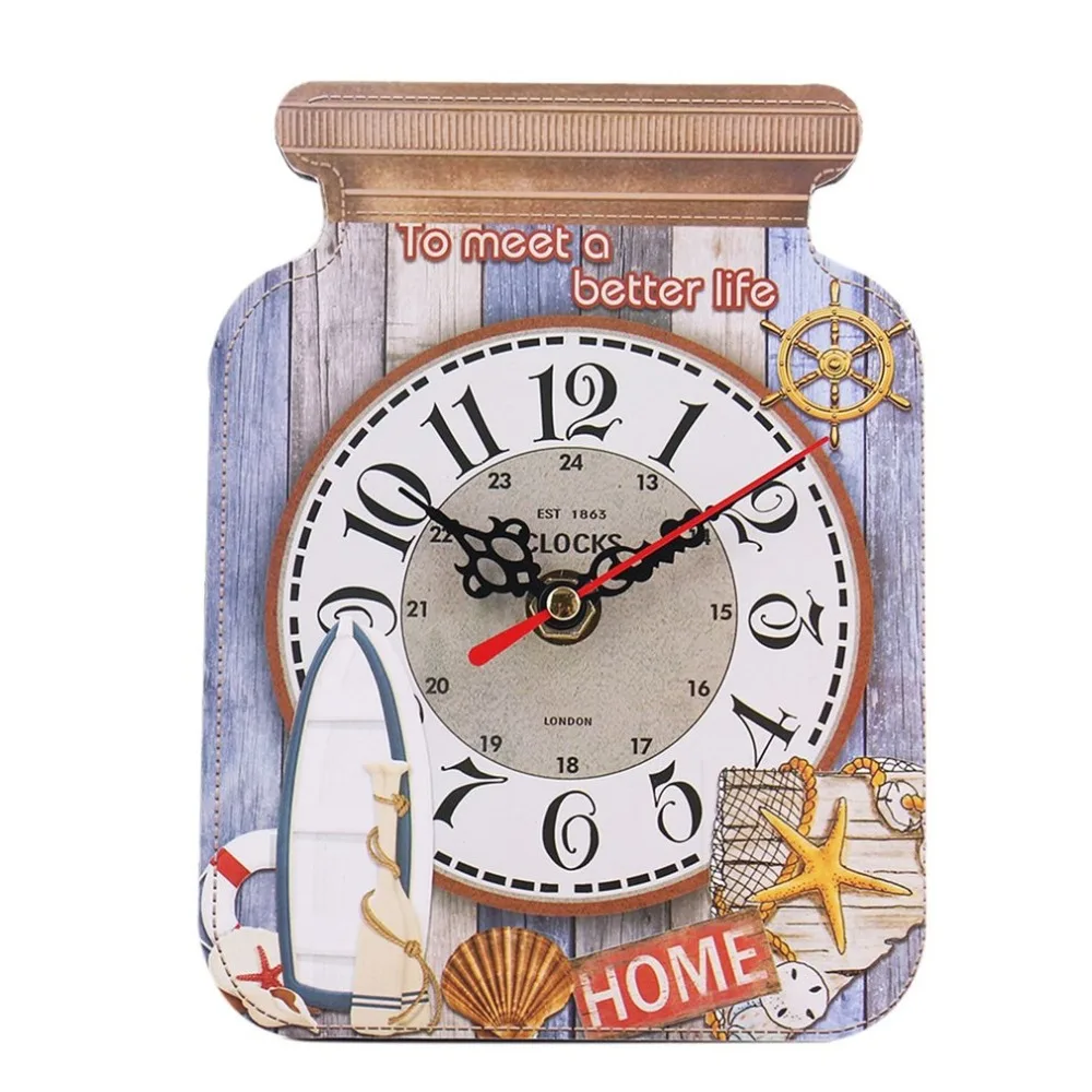 Vintage Desk Clock Creative Drift Bottle Shape Clock European Style Fashion Wooden Alarm Clock