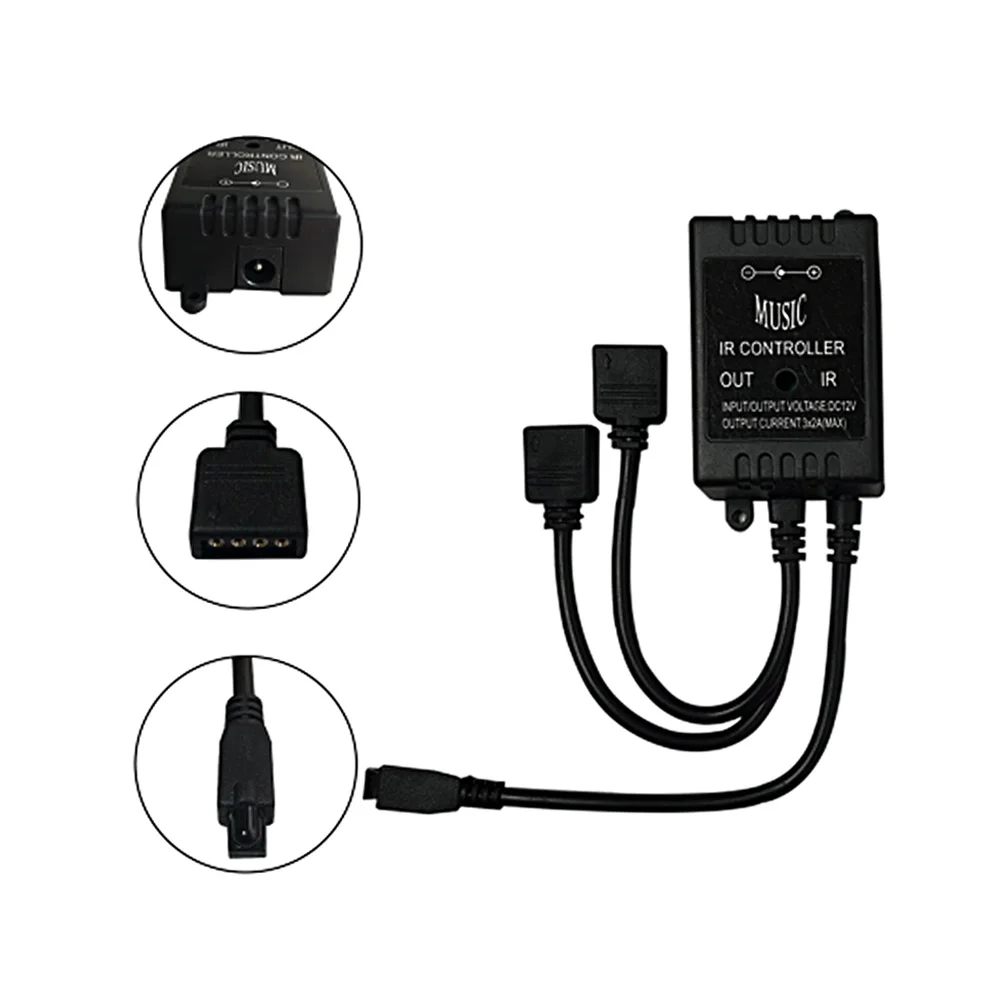 20 Key Music IR Controller Black Sound Sensor Remote DC 12V RGB Controller For RGB LED Strip Connect 2 Led Strip