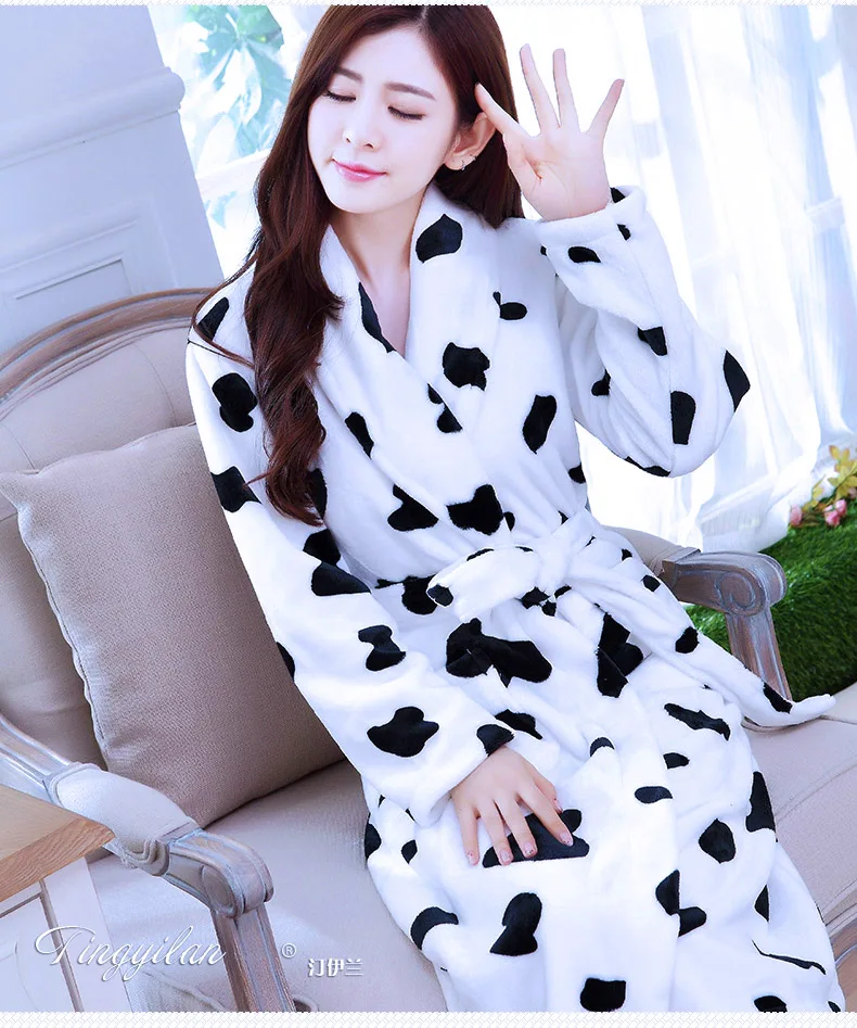 Lady Coral Fleece Bathrobes Women's Winter Flannel Pajamas Adult Men's Winter Warm Sleep Robe Coral Fleece Couples Homwear D2090