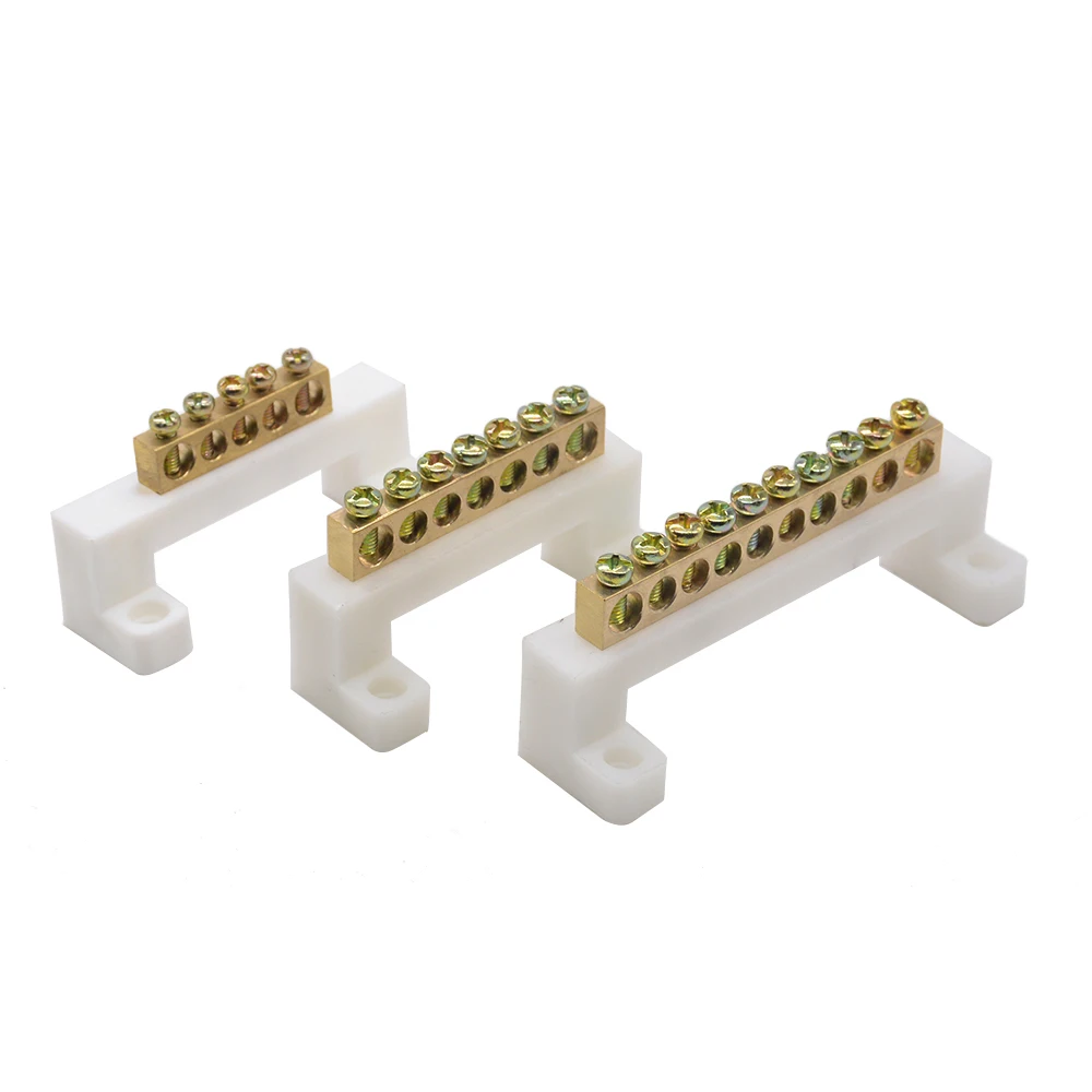 

1PCS White High Bridge Terminal Zero Line 5/7/10 Holes Copper Grounding Strip Terminal Block Connector For Distribution Cabinet