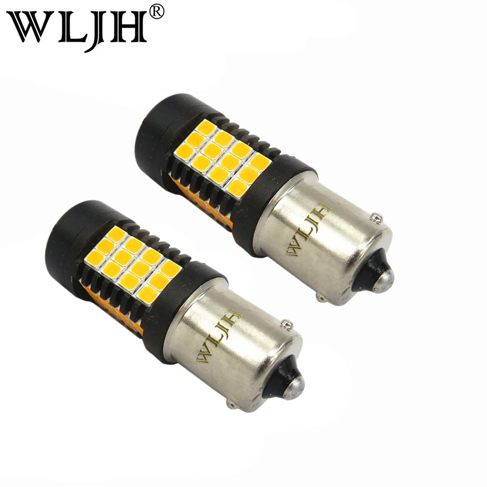 WLJH 2x BAU15S светодиодный Янтарный 1156PY PY21W 2835SMD авто светильник Задние Резервное