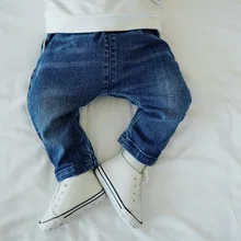 Celveroso/детский джинсовый штаны для малышей весенние теплые мягкие однотонные леггинсы-шаровары Штаны для маленьких мальчиков модные повседневные хлопковые свободные штаны