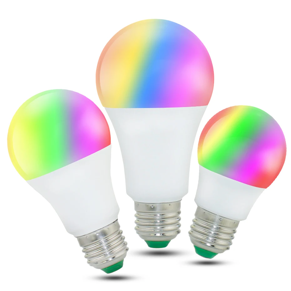 E27 цветная (RGB) Светодиодная лампа 15 Вт 10 5 RGBW затемнения ампулы Smart LED огни для