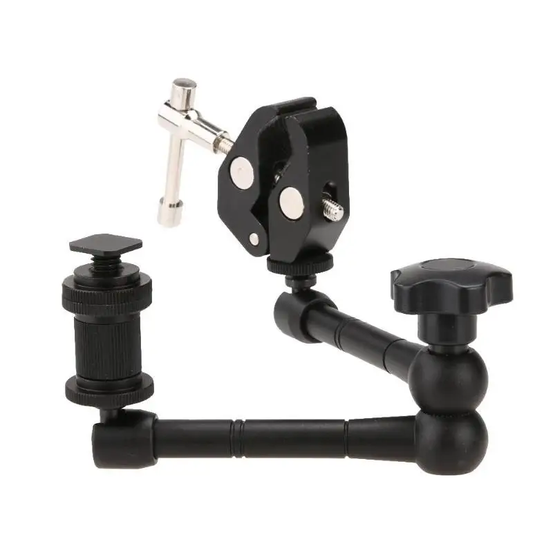 

11" Inch Articulating Magic Arm + Super Clamp Crab Plier Clip for Camera DS LED Light Camera Accessories