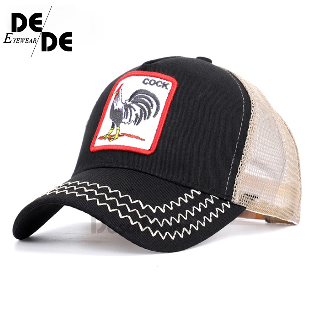 

new cockcap Baseball Caps Rooster Embroidery Hats Men Snapback Breathable Mesh Bones Fashion Streetwear Cock Trucker Cap Women