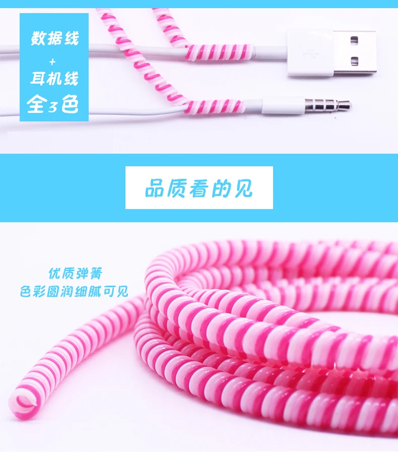 Мультяшный usb-кабель протектор для наушников комплект с коробка для наушников кабель Стикеры для намотки спиральный usb-шнур с зарядным устройством для Iphone для samsung S6 S7