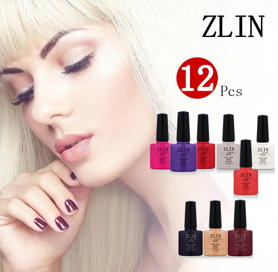 

Fashion ZLIN Any 12 pcs/lot Nail Gel UV Gel Polish Soak Off Nail Polish Nail Art 79 colors choose 7.3ml Varnish 00012