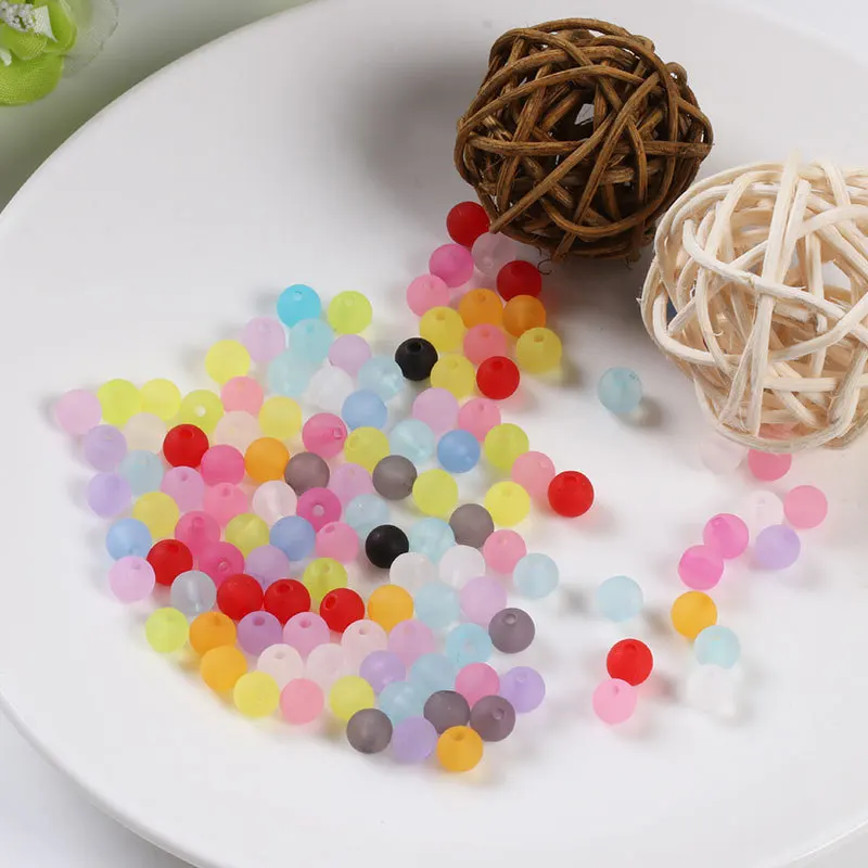

100pcs 6/8mm Acrylic Matt Spacer Beads Colorful Round Balls Spacer Beads Bracelet Earrings Making Jewelry Findings Accessories