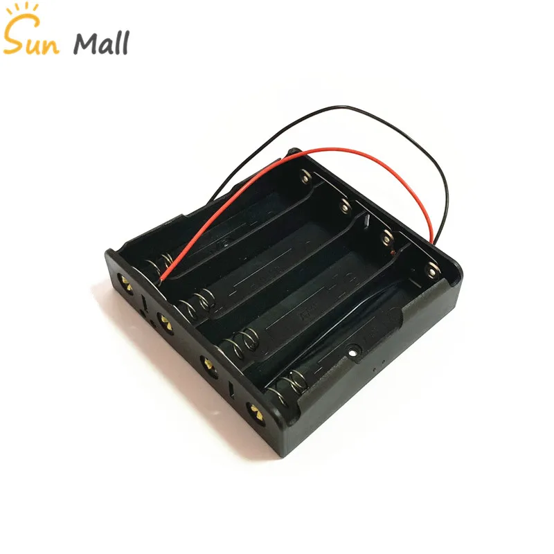 

Black Plastic 4x 18650 Battery Storage Box Case 4 Slot Way DIY Batteries Clip Holder Container With Wire Lead Pin in parallel