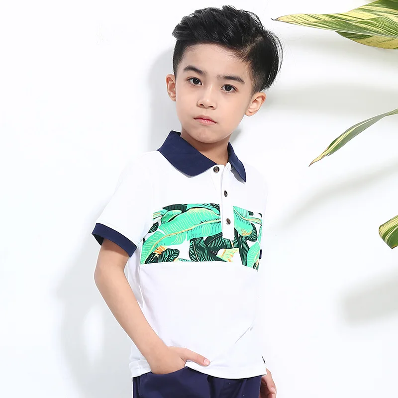 Kids Summer Polo Shirt 5 14 Years Old Boys Clothes Fashion Printing