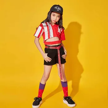 

Kids Dance Set Costumes Girls Stage Outfits Hip Hop Dancing Wear Street Dance Performance Clothing Children Clothes BDY023