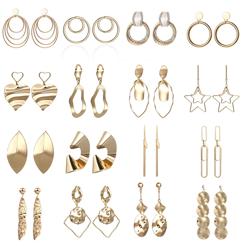 

New Fashion Statement Earrings 2019 Big Geometric Earrings for Women Hanging Dangle Earrings Drop Earring Modern Jewelry