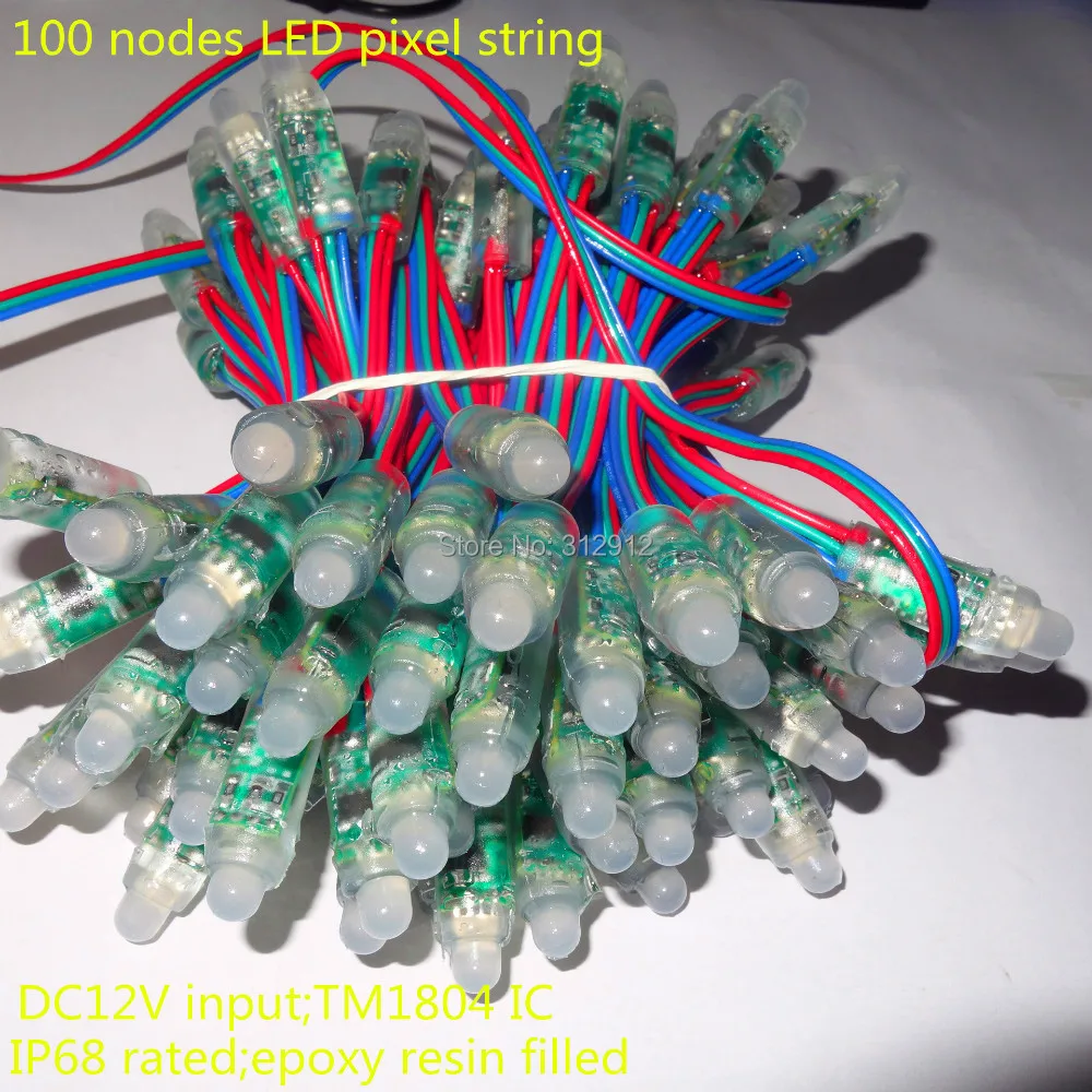100 шт/прядь DC12V TM1804 светодиодный Пиксельная адресация узлы; заполнение эпоксидной смолой; IP68 Номинальная;