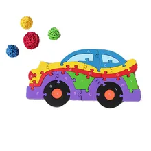 Развивающие игрушки деревянные головоломки Brinquedos 3D Puzzle Baby Дети Обучение 26 буквенно-цифровых когнитивные строительные головоломки автомобиля
