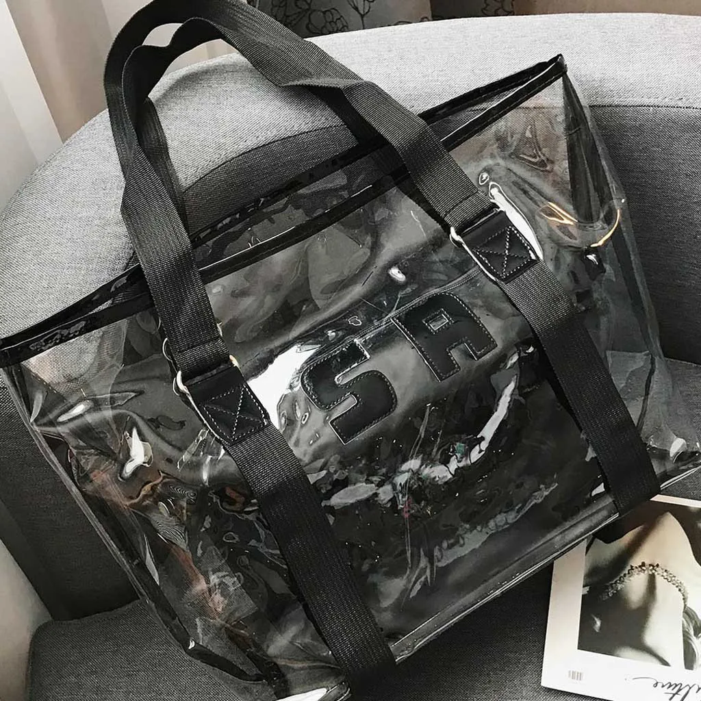 Женские сумки на молнии, Прозрачная женская сумка-мессенджер, внутренний карман, повседневная сумка-тоут, женская модная сумка Torebka damsk
