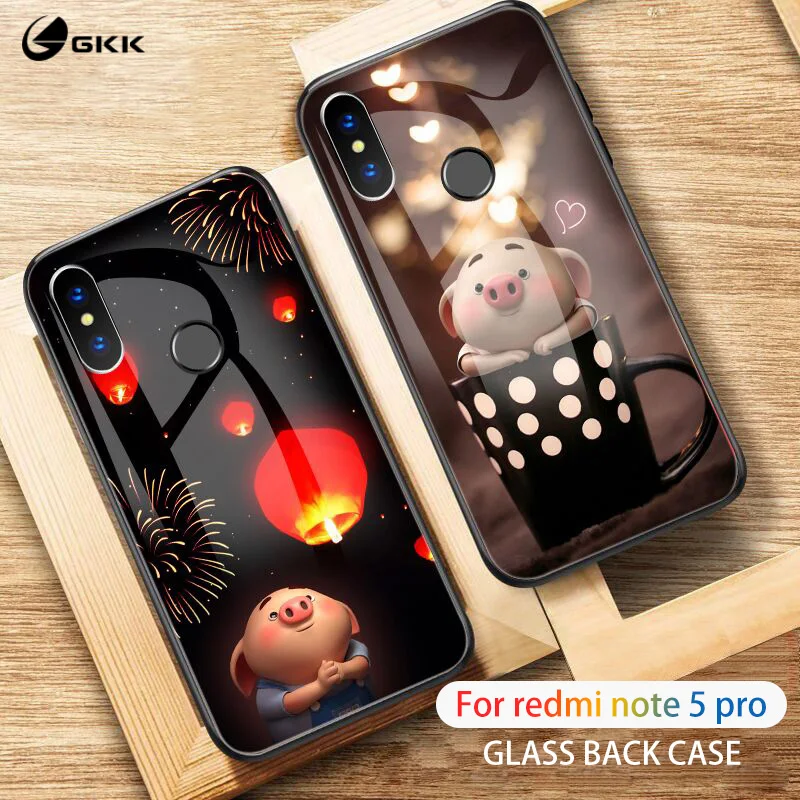 

GKK Case for Xiaomi Redmi Note 5 Global Case Back Glass Soft TPU Silicone Full Protection for Redmi note 5 pro Cover Fundas