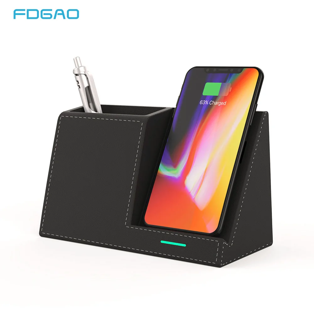

FDGAO Qi Wireless Charger Desk Organizer 10W Fast Charging Station for iPhone XS Max XR X 8 Samsung S8 S9 Pen Pad Holder Stand