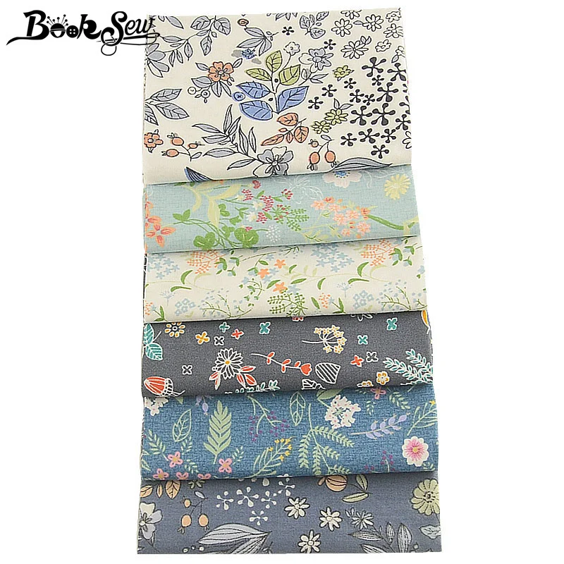 

Booksew Blue Floral Fabric Meter 100% Cotton Twill 6 PCS/lot 40x50cm Patchwork Sewing Material Stoff Tecido Cloth Curtain