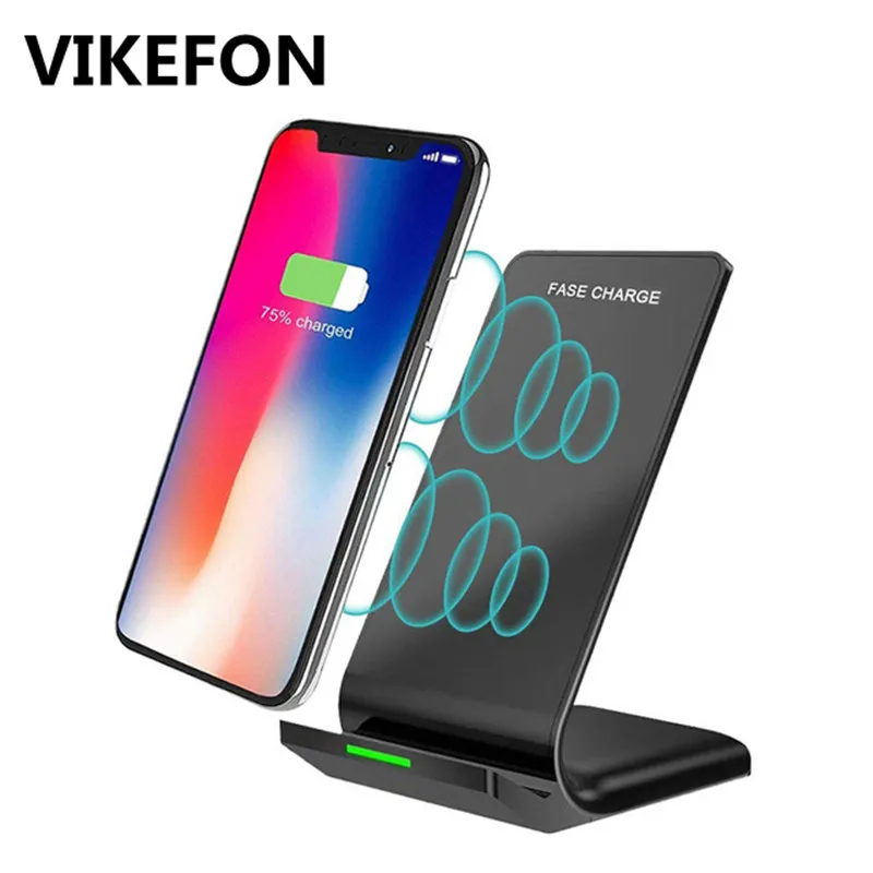 VIKEFON 10 Вт Qi Беспроводное зарядное устройство для iPhone X/XS Max XR 8 Plus умное быстрое зарядное устройство для samsung S8 S9 S10 Xiaomi Mi 9