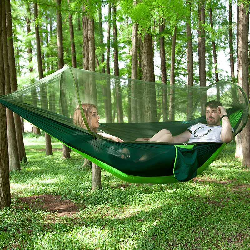 Hammock ao ar Rede com Mosquiteiro Duplo Pessoa Forte Camping Parachute Livre Tent Hanging Cama Lazer Hamac 14 Duplo Pessoa Forte Camping Parachute Hammock Ao