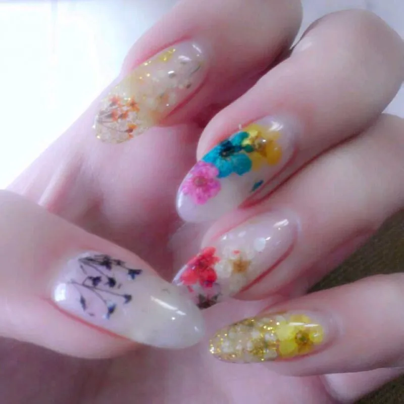 36pcs Dried Flowers Nail Art Decoration Special Design Diy Tips 36pcs Dried Flowers Nail Art Decoration Special Design Diy Tips With Case Rhinestones