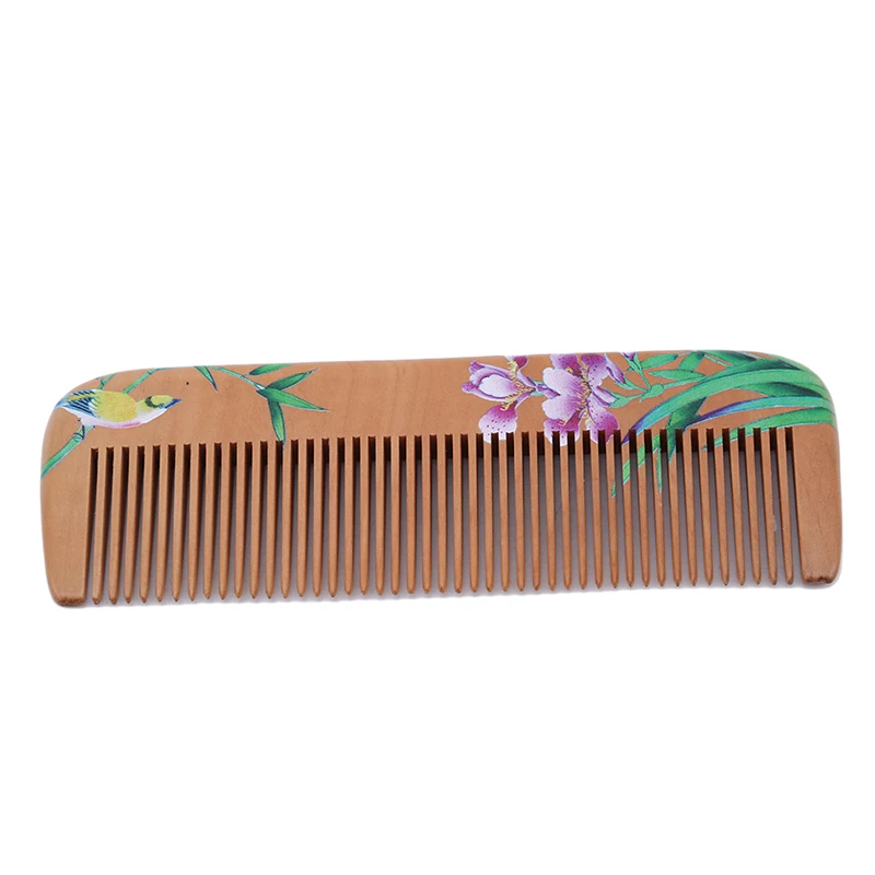 1PC Peach Wood Hairbrush Ventilation Comb For Salon Family Use Hairdressing Beauty anti-static Massage Scalp Comb - Цвет: rectangle