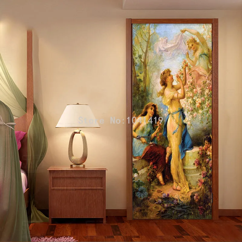 Европейский стиль, картина маслом, фото, настенная дверь, наклейка, обои для гостиной, спальни, креативный художественный фон, настенное покрытие, Фреска 3D