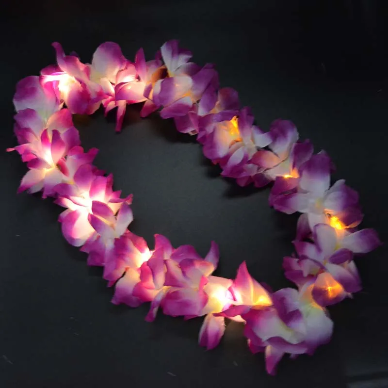 Толстый светодиодный Гавайский LEI хула светящийся цветок ожерелье из гирлянд вечерние костюмы партия Свадебный карнавал