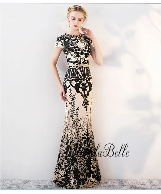 ladies black evening dress