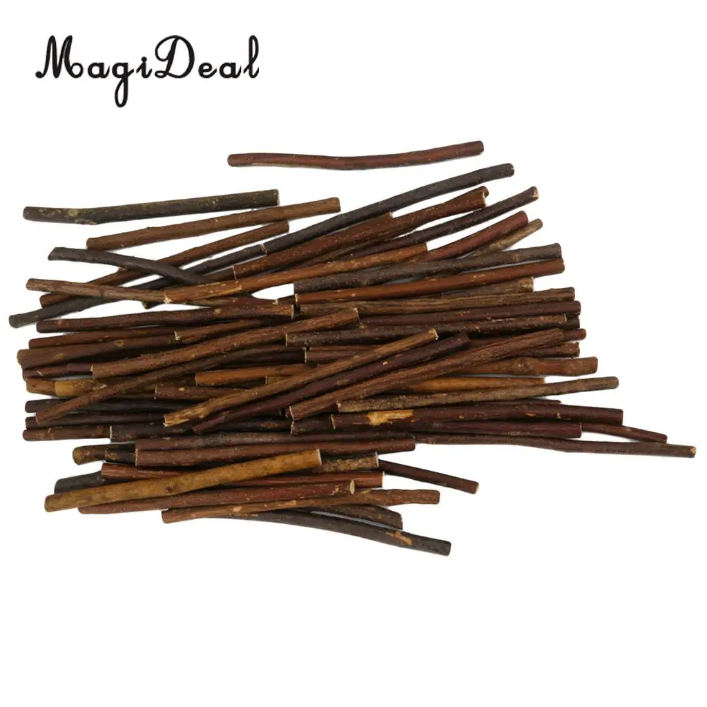 MagiDeal 100pcs Boxwood Natural Wood Stick Branch for DIY Art Craft Decor Pet Mouse Rabbit Snacks Tree Branch Chew Play Toy