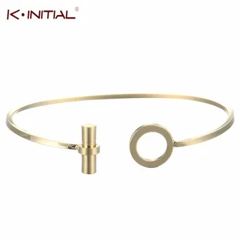 Kinitial 1Pcs Wholesale Men Bangle New Fashion Arrival Simple Open Circle with Bar Bangles for Women Wedding Jewelry Gifts