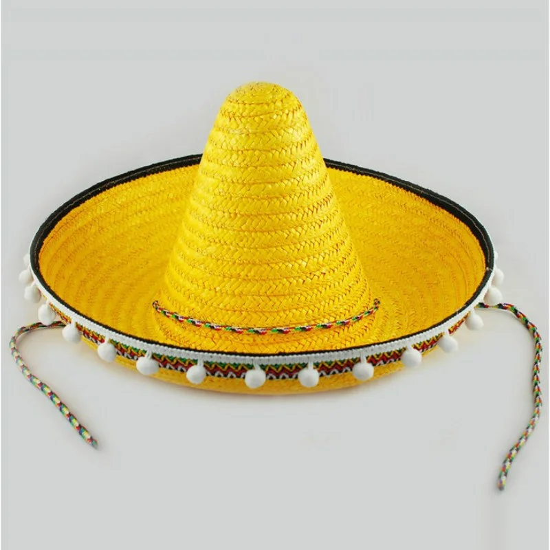 60 см, шапка для взрослых, Мехико, Рождественская таможенная шапка, гавайская шапка средней длины, соломенная тканая шапка с помпоном, декоративная шапка для выступлений, B-2922