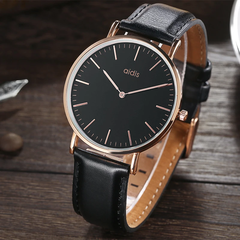 

Aidis Brand Lovers Men Women Watches Casual Leather Quartz Business Watch Men Wristwatches Male Waterproof Clock Horloges Mannen