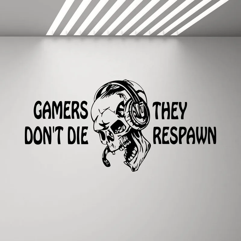 Геймеры Dont't Die They Respawn Наклейка на стену видеоигры подарки для детей PS4 Xbox игровая Цитата плакат наклейки для мальчиков игровая комната G143