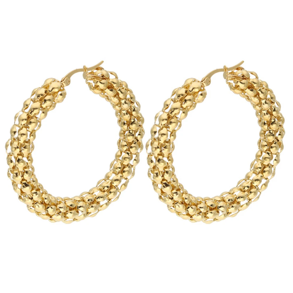

Trendy Gold Color Circle Creole Earrings for Women Wedding Big Round Oversize Hoop Earrings 3 Size Stainless Steel Party Jewelry