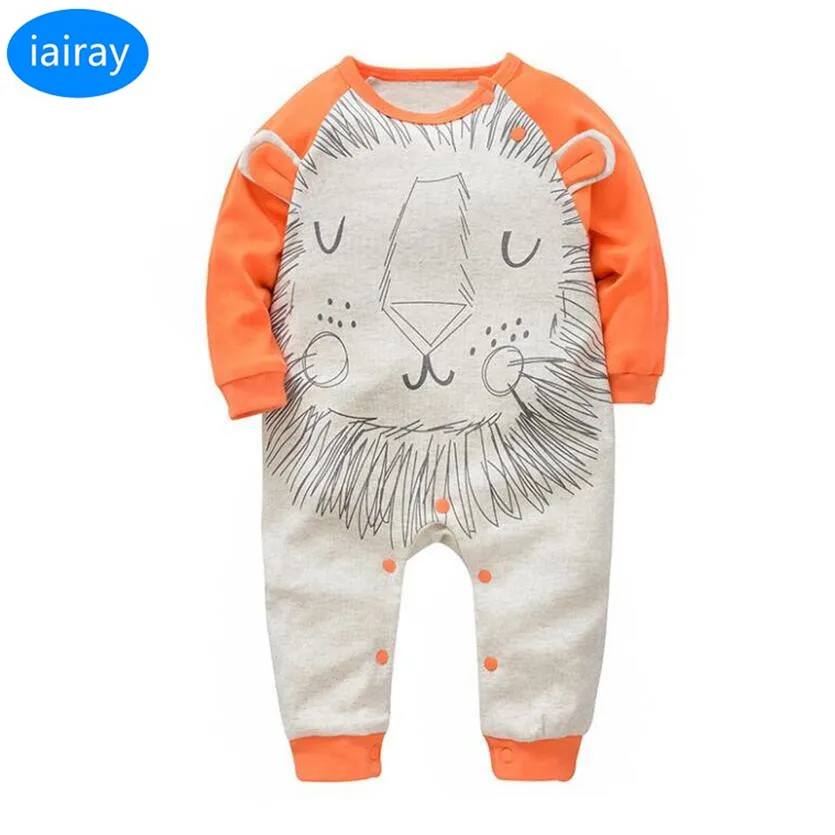 

iairay cotton fabric jumpsuit baby boy romper baby animal costumes lion pattern autumn long sleeve overalls infant boy clothing