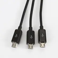 Высокое качество 1-3 Разветвитель USB штекер-3 Micro USB разъем для зарядки и синхронизации данных Кабель-адаптер Шнур fuBG