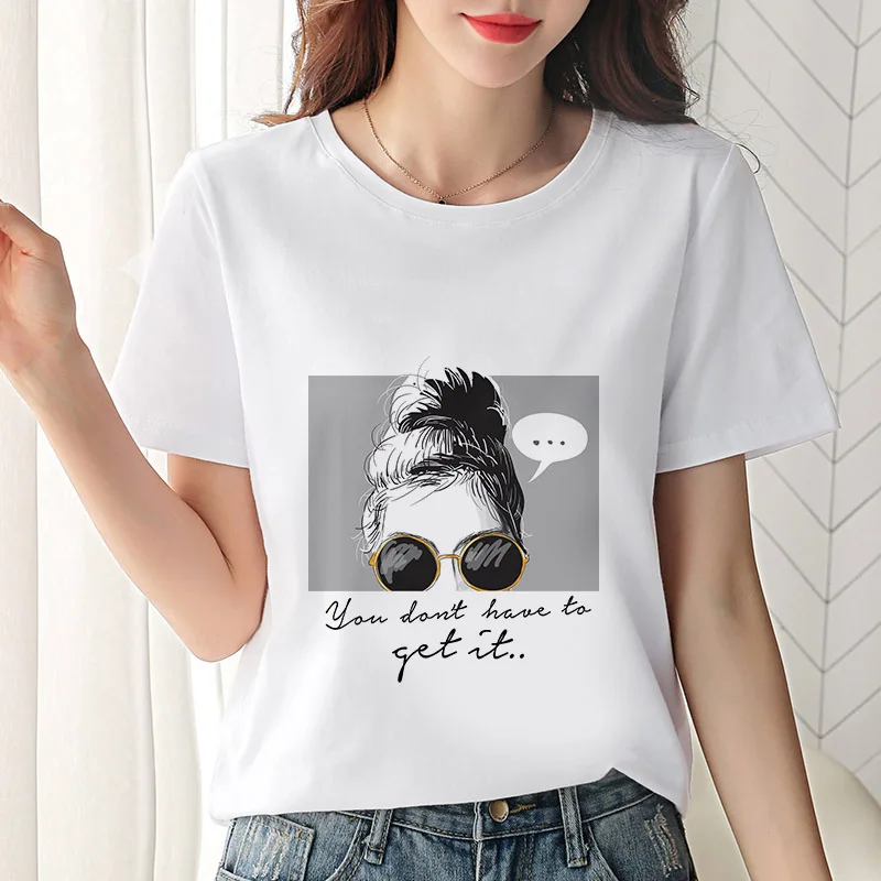 

T shirt Women beauty girl printed 2019 New Summer Tshirt Harajuku Thin Section White Tops Female Short sleeve T-shirt clothing
