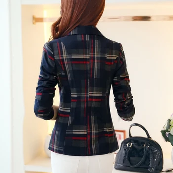 

Spring new women's short jacket slim female suit plaid small suit female Korean long-sleeved shirt