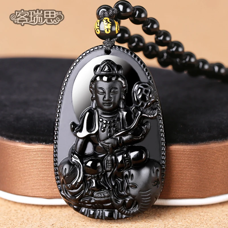 

The opening guest Reith 5A natural Obsidian Zodiac snake natal Buddha Samantabhadra pendant and patron saint