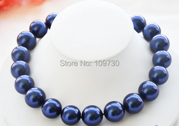 

Jewelr 003484 HUGE 17" 20mm blue round SOUTH SEA SHELL PEARL NECKLACE