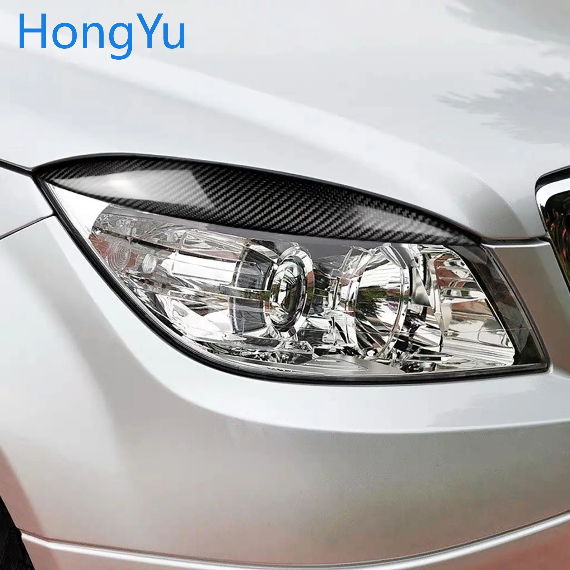 

Real Carbon Fiber Car Front Headlight Eyebrows Eyelids For Mercedes For Mercedes Benz W204 C180 C200 C300 C350 C63 2008-2011