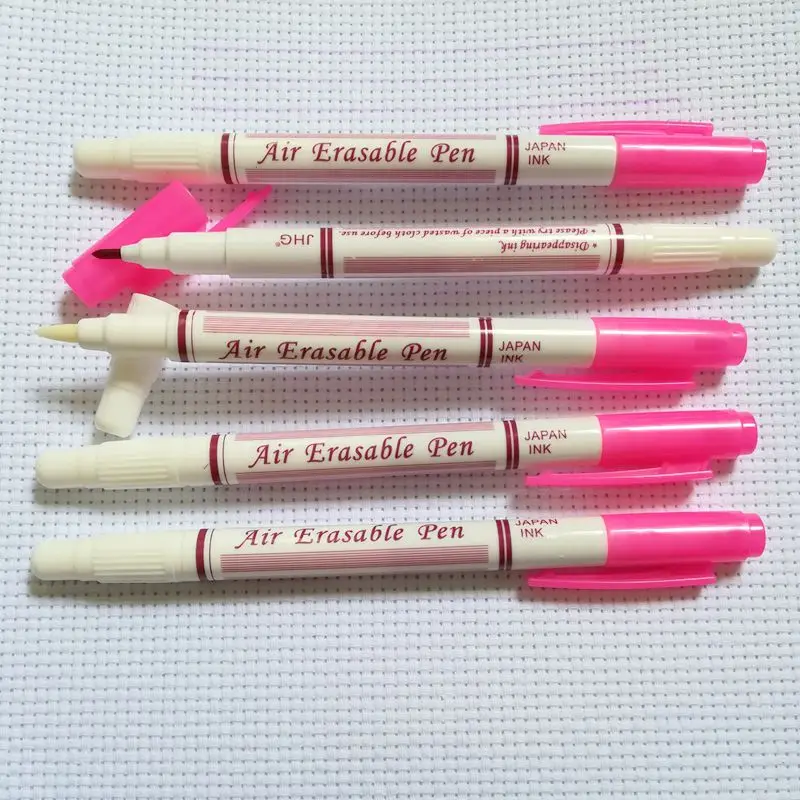 JHG Two Head Pink Fabric Paint Marker With Eraser Air Erasable Marker Pen For Sewing Chalk Pen Clothing Marking Fabric Paint Pen1