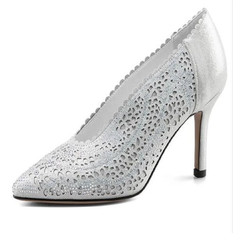 

2018 Spring Summer Women Pumps Sexy Rhinestone High Heels Shoes Woman Fashion Pointed Toe Wedding Shoes Party Women Pump