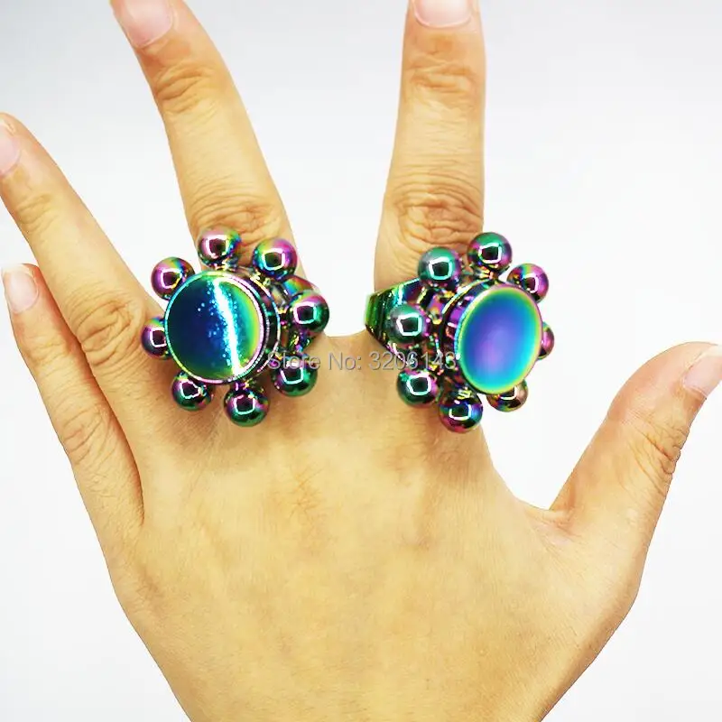 

Rainbow Colorful Creative Rings Flower Fidget Spinner Hand Spinner For Better Focus Reduce Autism ADHD Stress Toys With Gift Box