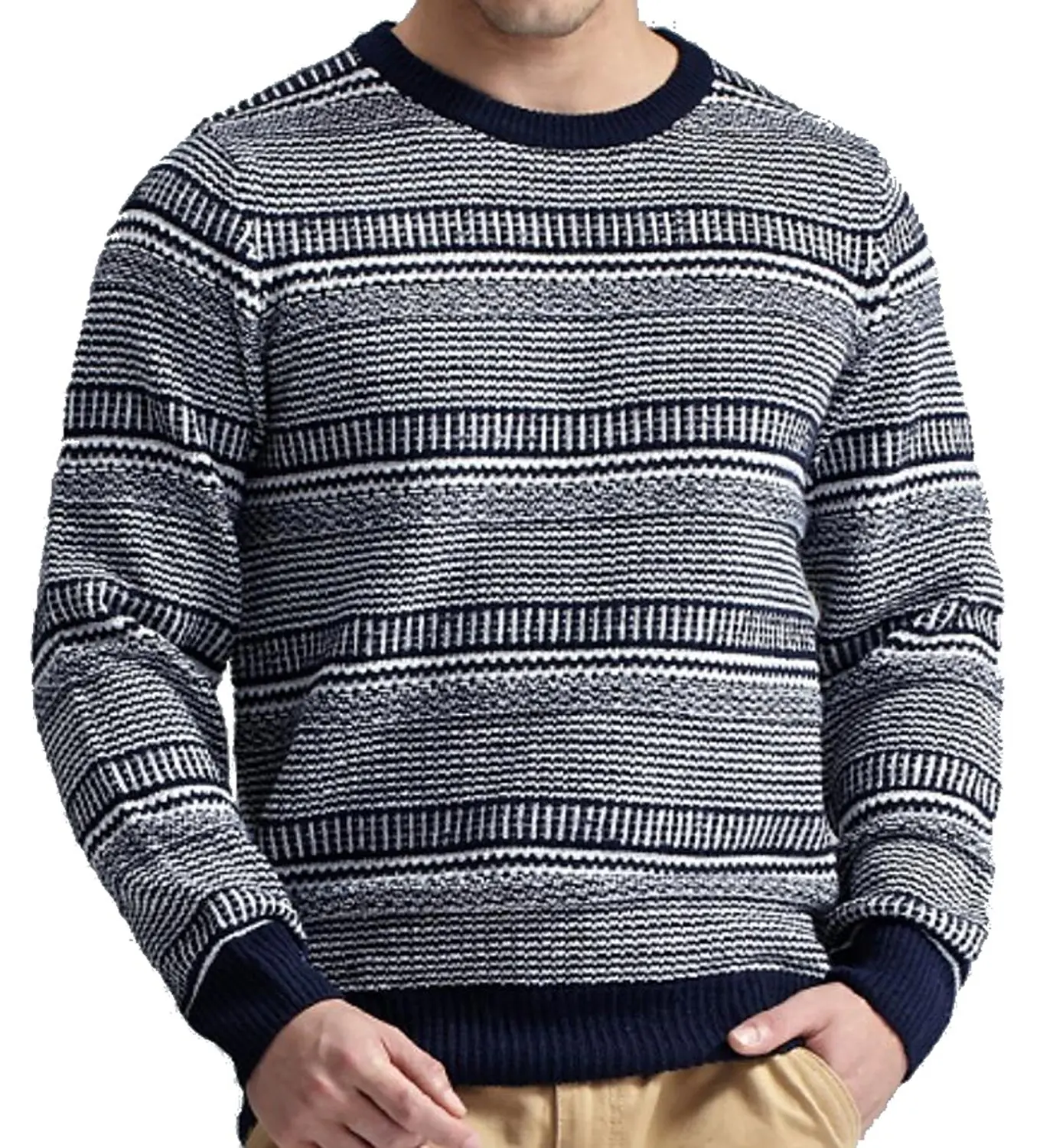 Abetteric Men's Cool Warm Long Sleeve Crewneck Knited Sweaters Topstop