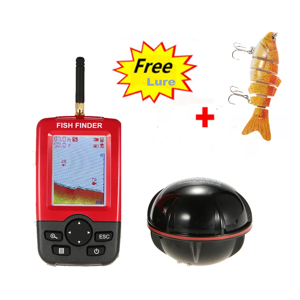 

Color LCD Fish Finder Wireless Sonar Sensor Transducer Fishfinder Fishing Alarm Depth Locator Portable with LED Backlight