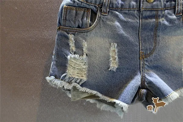 Новинка горячая распродажа джинсовые штаны для маленьких девочек летние шорты для девочек детские повседневные джинсовые брюки с перфорацией одежда для маленьких девочек от двух до семи лет